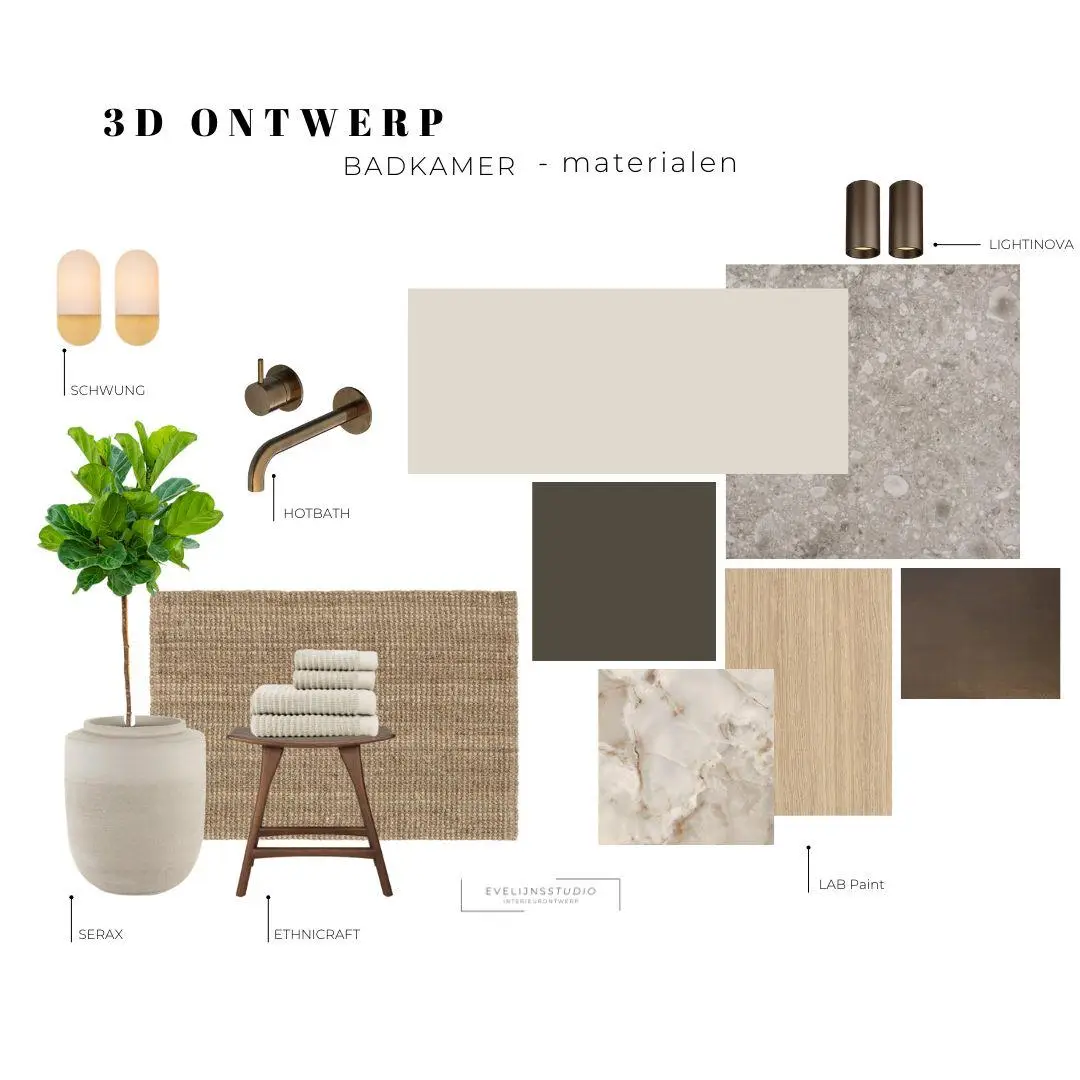 3d ontwerp badkamer materialen